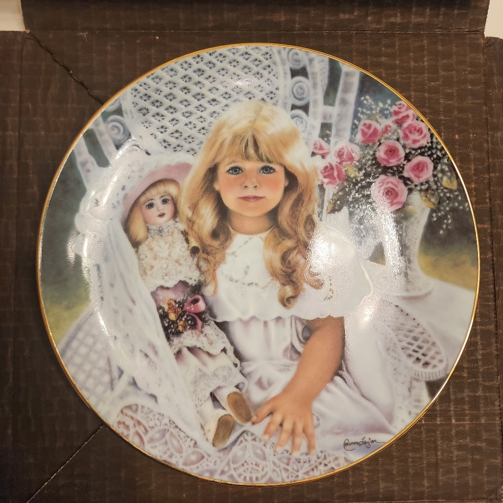 Edwin M. Knowles "Anna" Holding Doll 1989 Collectible Plate by Corinne Layton